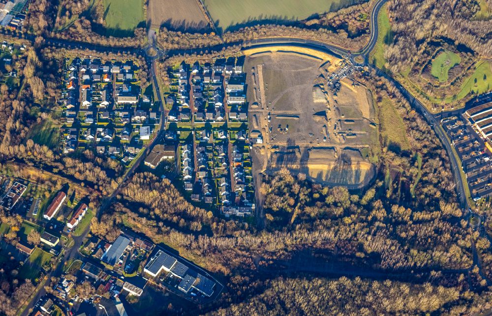 Hamm von oben - Wohngebiet - Mischbebauung der Mehr- und Einfamilienhaussiedlung in Hamm im Bundesland Nordrhein-Westfalen, Deutschland