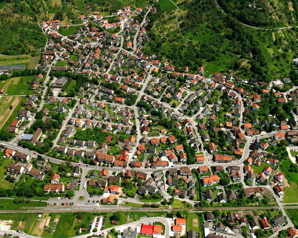 Haubersbronn von oben - Wohngebiet - Mischbebauung der Mehr- und Einfamilienhaussiedlung in Haubersbronn im Bundesland Baden-Württemberg, Deutschland