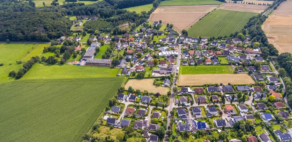 Luftbild Langschede - Wohngebiet - Mischbebauung der Mehr- und Einfamilienhaussiedlung in Langschede im Bundesland Nordrhein-Westfalen, Deutschland