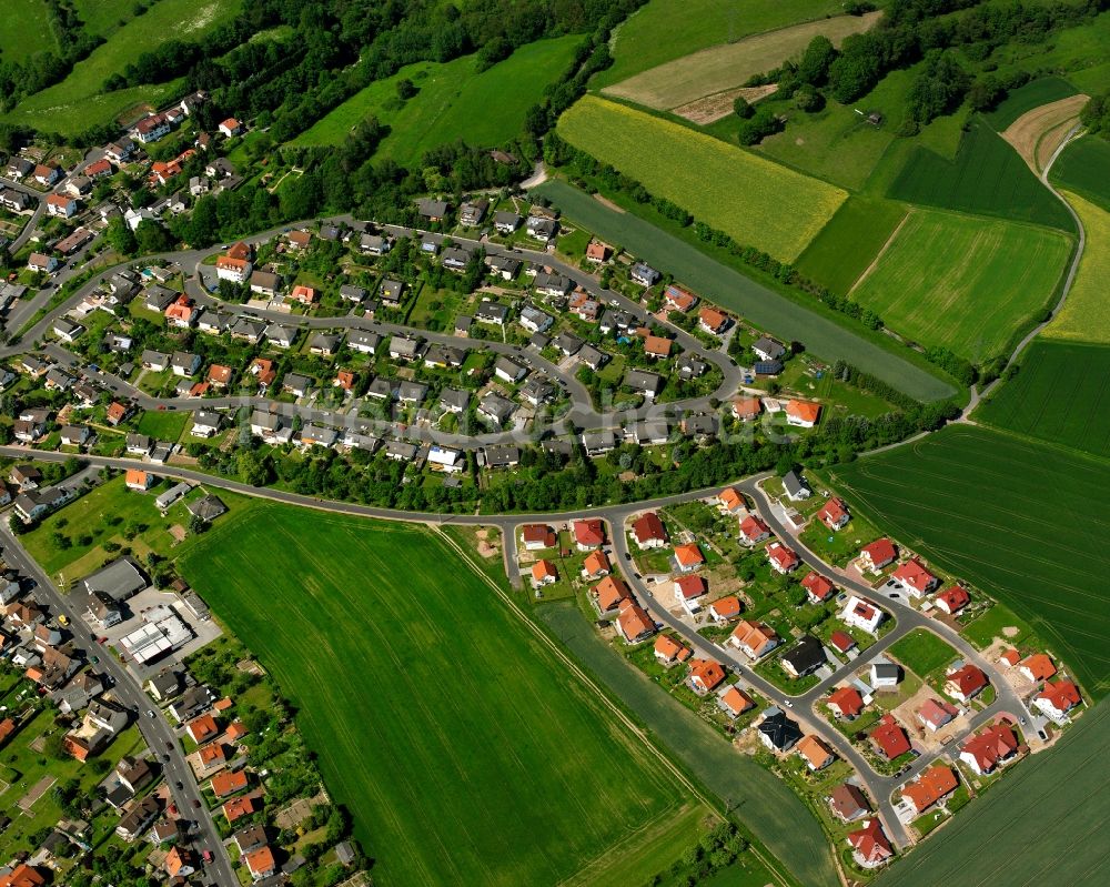 Luftaufnahme Lispenhausen - Wohngebiet - Mischbebauung der Mehr- und Einfamilienhaussiedlung in Lispenhausen im Bundesland Hessen, Deutschland