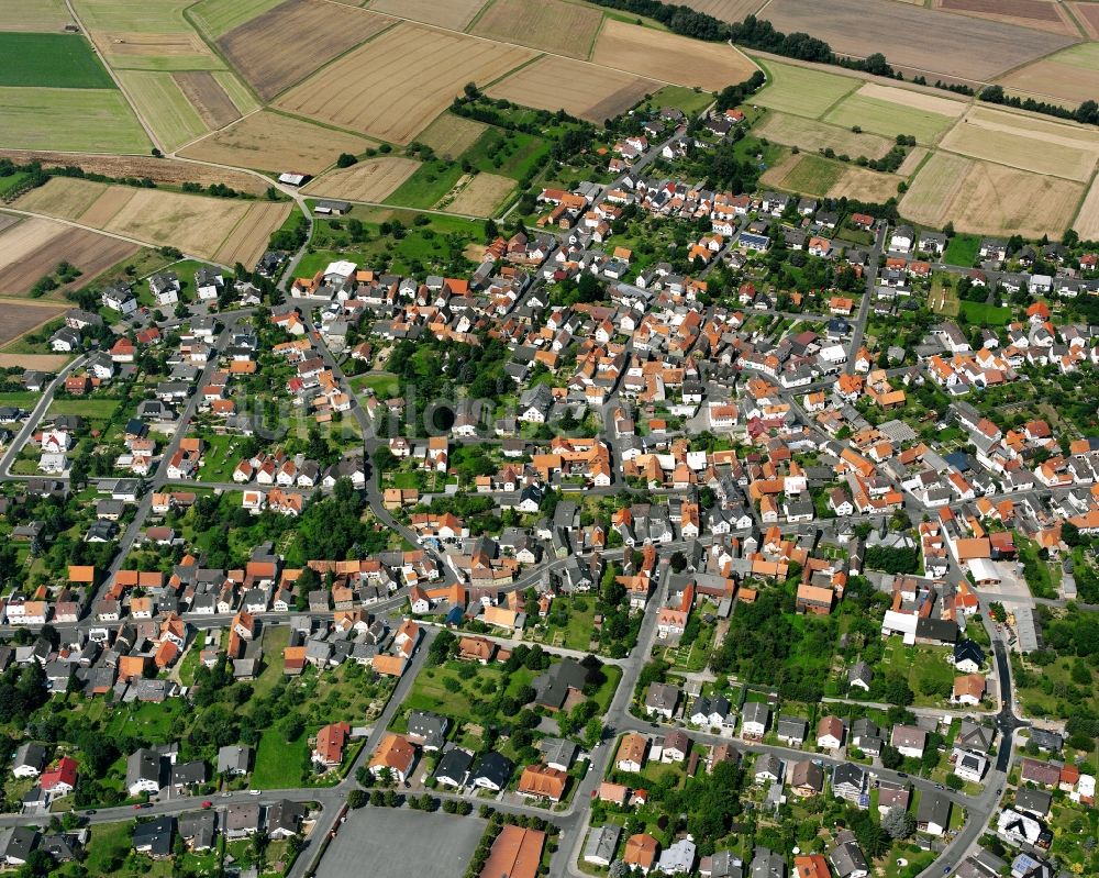 Lützellinden von oben - Wohngebiet - Mischbebauung der Mehr- und Einfamilienhaussiedlung in Lützellinden im Bundesland Hessen, Deutschland