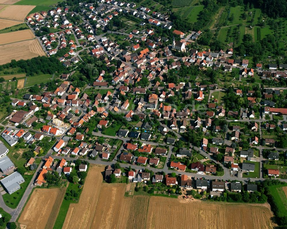 Luftaufnahme Obereisesheim - Wohngebiet - Mischbebauung der Mehr- und Einfamilienhaussiedlung in Obereisesheim im Bundesland Baden-Württemberg, Deutschland