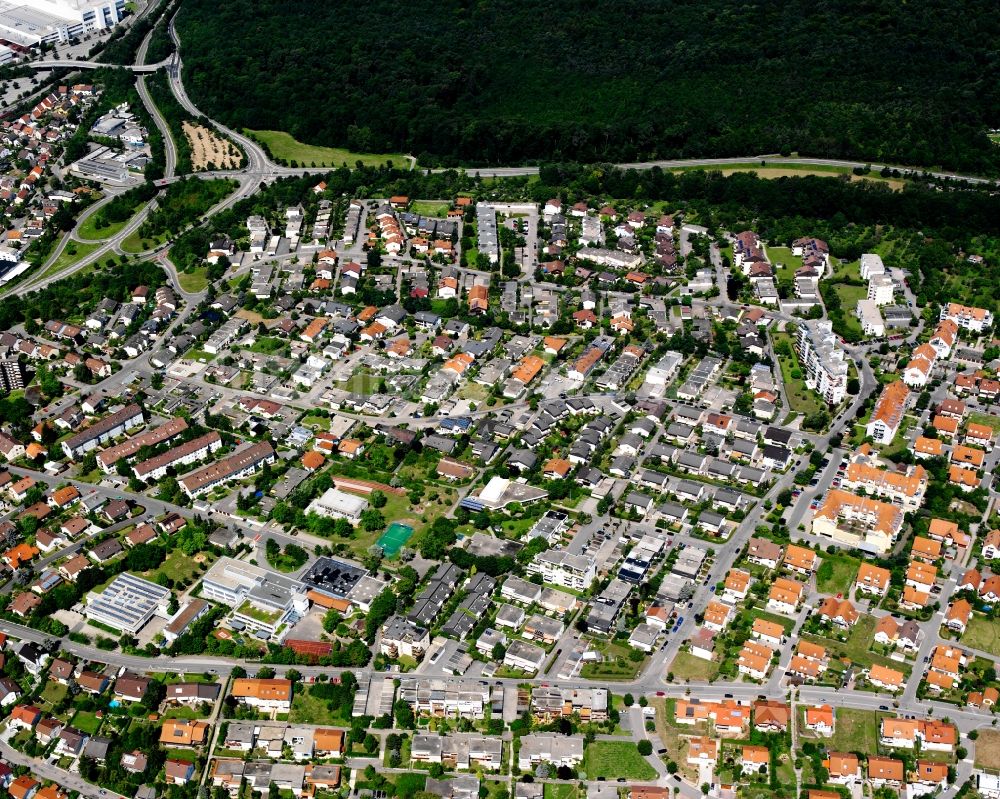Obereisesheim von oben - Wohngebiet - Mischbebauung der Mehr- und Einfamilienhaussiedlung in Obereisesheim im Bundesland Baden-Württemberg, Deutschland