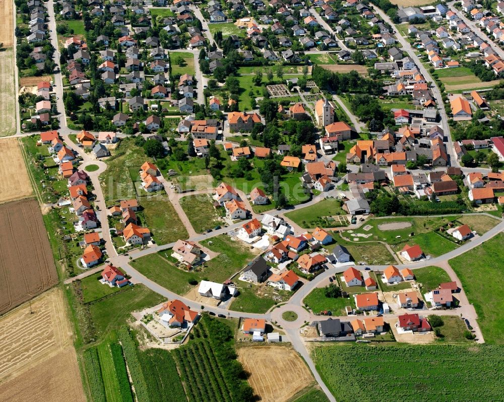 Rohrbach von oben - Wohngebiet - Mischbebauung der Mehr- und Einfamilienhaussiedlung in Rohrbach im Bundesland Baden-Württemberg, Deutschland