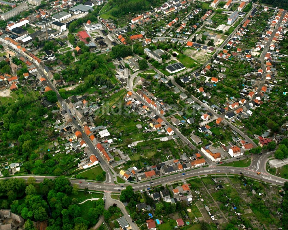 Luftaufnahme Roßlau Elbe - Wohngebiet - Mischbebauung der Mehr- und Einfamilienhaussiedlung in Roßlau Elbe im Bundesland Sachsen-Anhalt, Deutschland