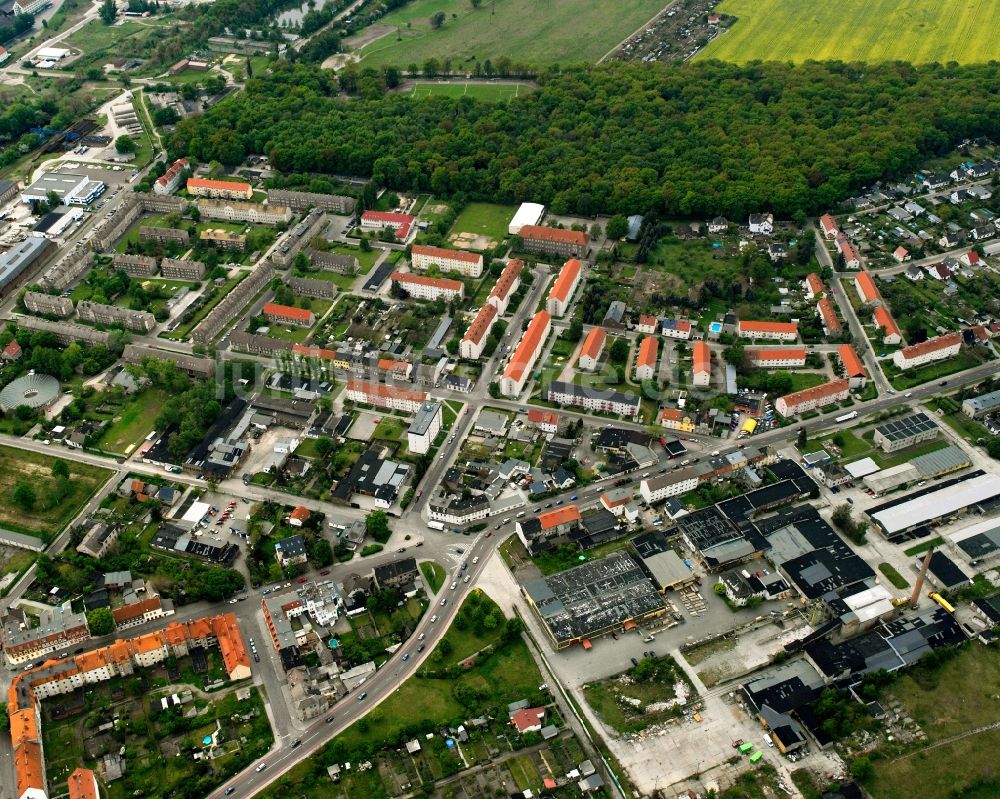 Luftbild Roßlau Elbe - Wohngebiet - Mischbebauung der Mehr- und Einfamilienhaussiedlung in Roßlau Elbe im Bundesland Sachsen-Anhalt, Deutschland
