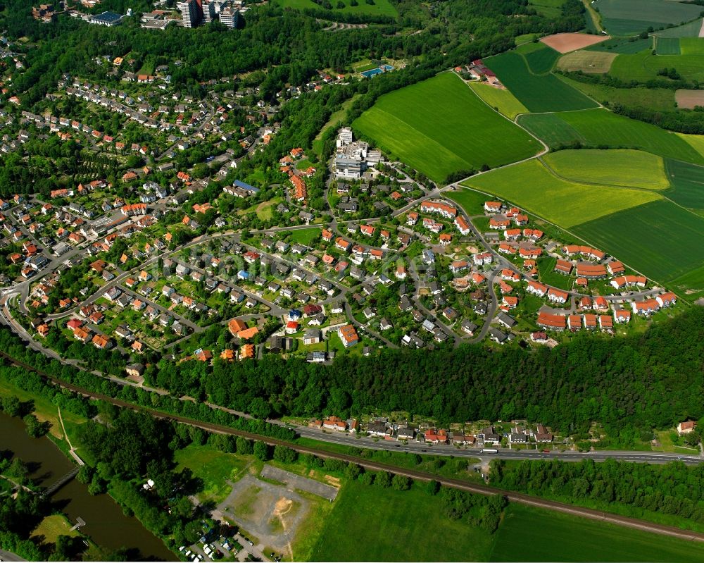 Luftbild Rotenburg an der Fulda - Wohngebiet - Mischbebauung der Mehr- und Einfamilienhaussiedlung in Rotenburg an der Fulda im Bundesland Hessen, Deutschland