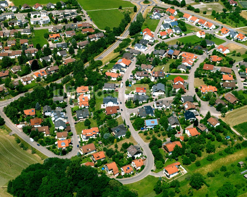 Luftbild Sickenhausen - Wohngebiet - Mischbebauung der Mehr- und Einfamilienhaussiedlung in Sickenhausen im Bundesland Baden-Württemberg, Deutschland
