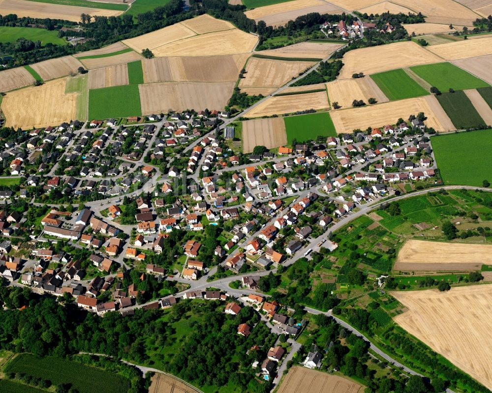 Luftbild Stein am Kocher - Wohngebiet - Mischbebauung der Mehr- und Einfamilienhaussiedlung in Stein am Kocher im Bundesland Baden-Württemberg, Deutschland