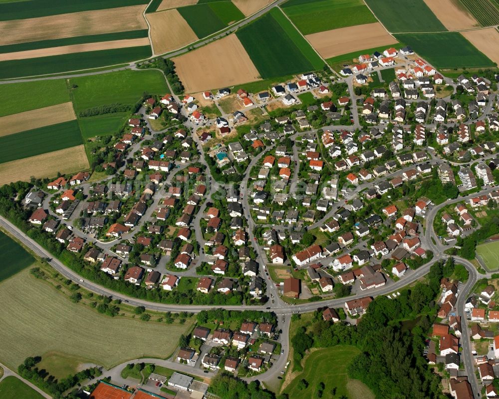 Luftbild Weiler zum Stein - Wohngebiet - Mischbebauung der Mehr- und Einfamilienhaussiedlung in Weiler zum Stein im Bundesland Baden-Württemberg, Deutschland