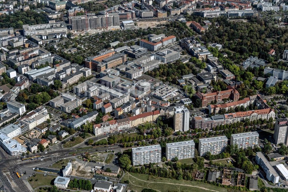 Luftbild Leipzig - Wohngebiet - Mischbebauung der Mehr- und Einfamilienhaussiedlung in Zentrum-Südost im Bundesland Sachsen, Deutschland