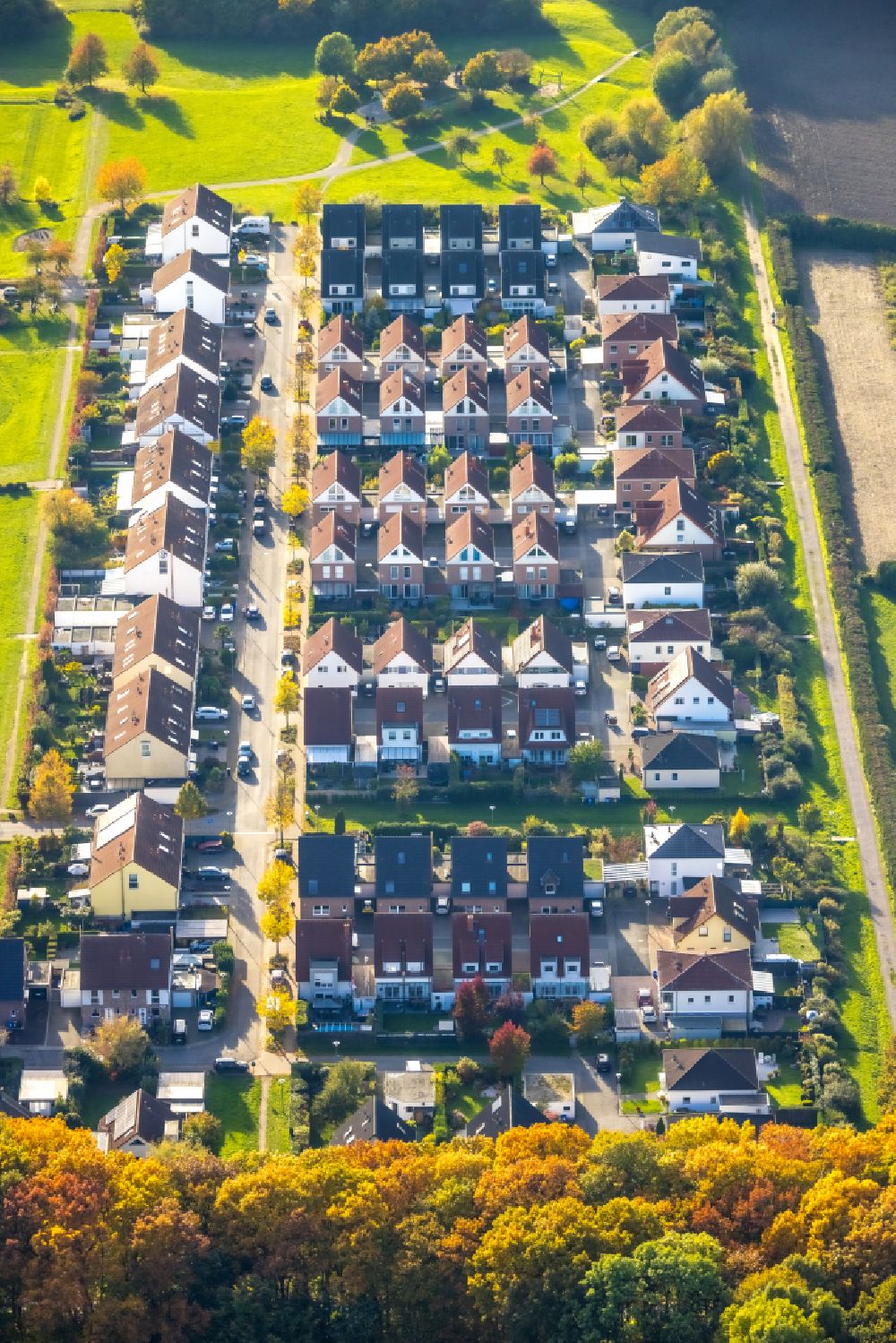 Luftaufnahme Zweckel - Wohngebiet - Mischbebauung der Mehr- und Einfamilienhaussiedlung in Zweckel im Bundesland Nordrhein-Westfalen, Deutschland