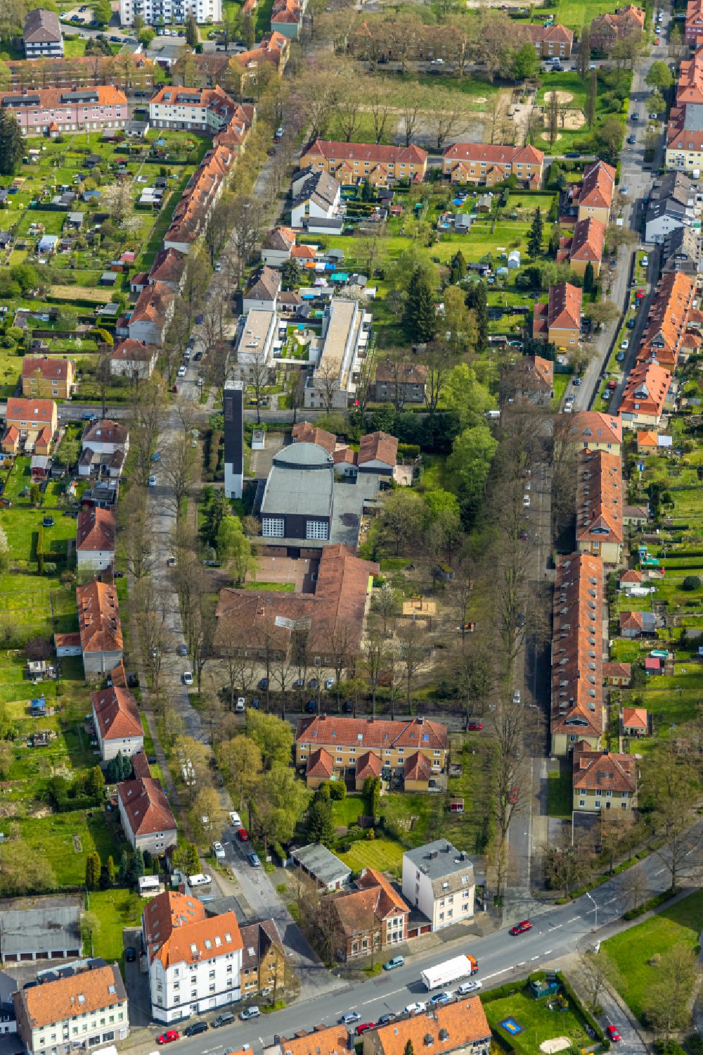 Witten von oben - Wohngebiet einer Reihenhaus- Siedlung Annenstraße, Rüdinghauser Straße und In der Mark in Witten im Bundesland Nordrhein-Westfalen, Deutschland
