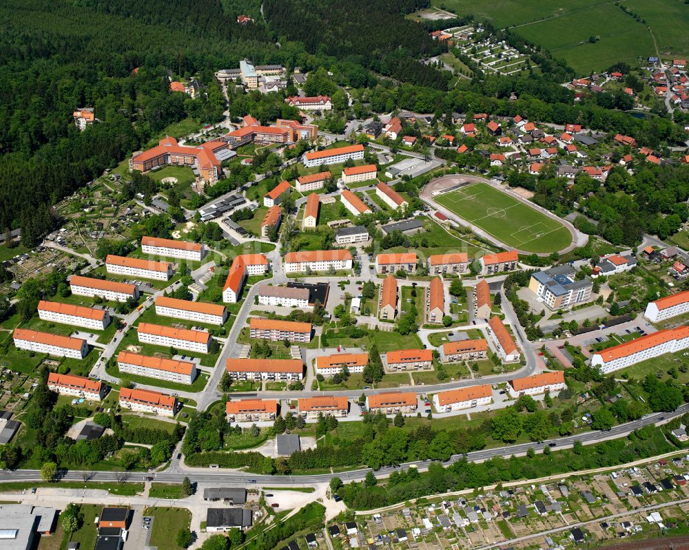 Luftbild Elbingerode (Harz) - Wohngebiet einer Reihenhaus- Siedlung in Elbingerode (Harz) im Bundesland Sachsen-Anhalt, Deutschland