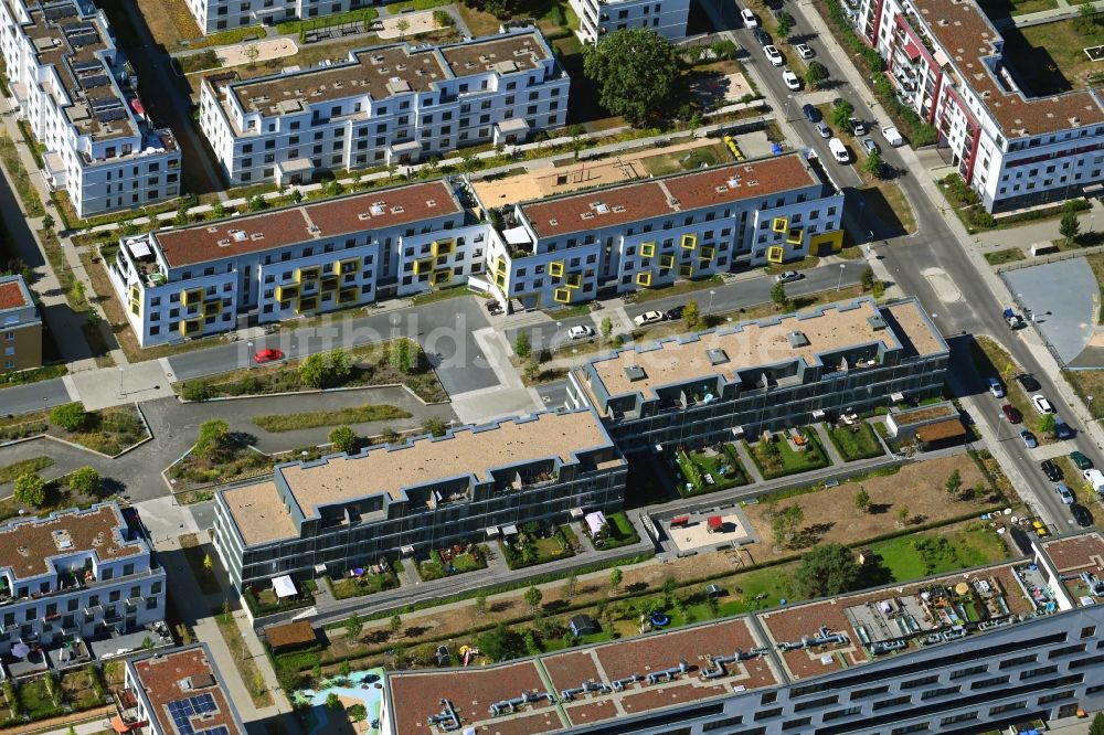 Berlin von oben - Wohngebiet einer Reihenhaus- Siedlung entlang der Katharina-Boll-Dornberger-Straße im Ortsteil Adlershof in Berlin, Deutschland