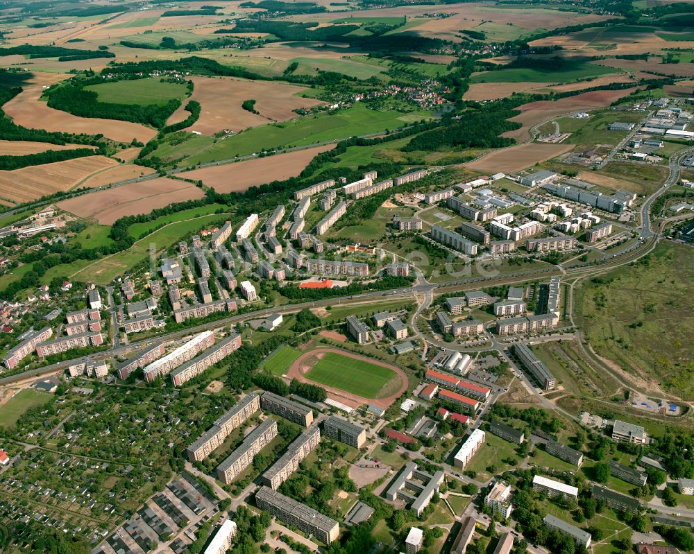 Luftbild Gera - Wohngebiet einer Reihenhaus- Siedlung in Gera im Bundesland Thüringen, Deutschland