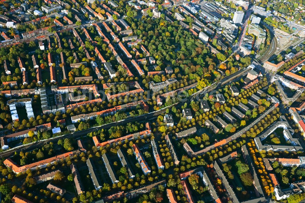 Luftbild Hamburg - Wohngebiet einer Reihenhaus- Siedlung in Hamburg, Deutschland