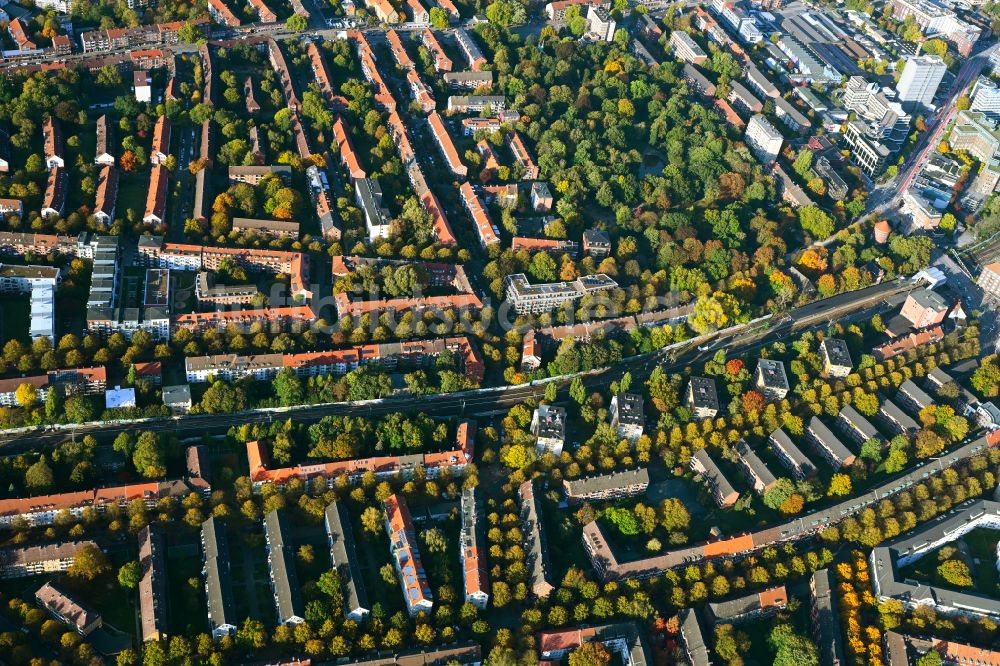 Luftaufnahme Hamburg - Wohngebiet einer Reihenhaus- Siedlung in Hamburg, Deutschland