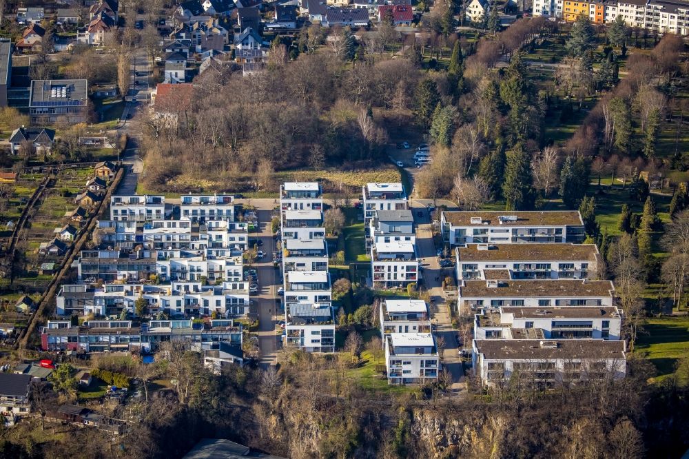 Luftaufnahme Hagen - Wohngebiet einer Reihenhaus- Siedlung Hermesstraße - Thünenstraße im Ortsteil Hagen-Mitte in Hagen im Bundesland Nordrhein-Westfalen, Deutschland