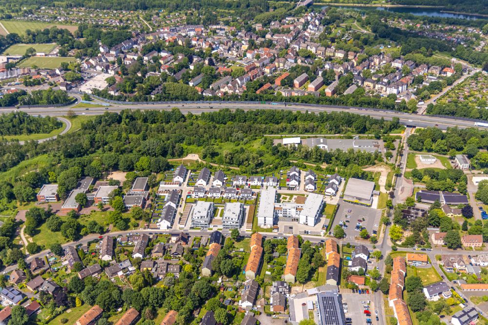 Herne von oben - Wohngebiet einer Reihenhaus- Siedlung JürgensHof in Herne im Bundesland Nordrhein-Westfalen, Deutschland