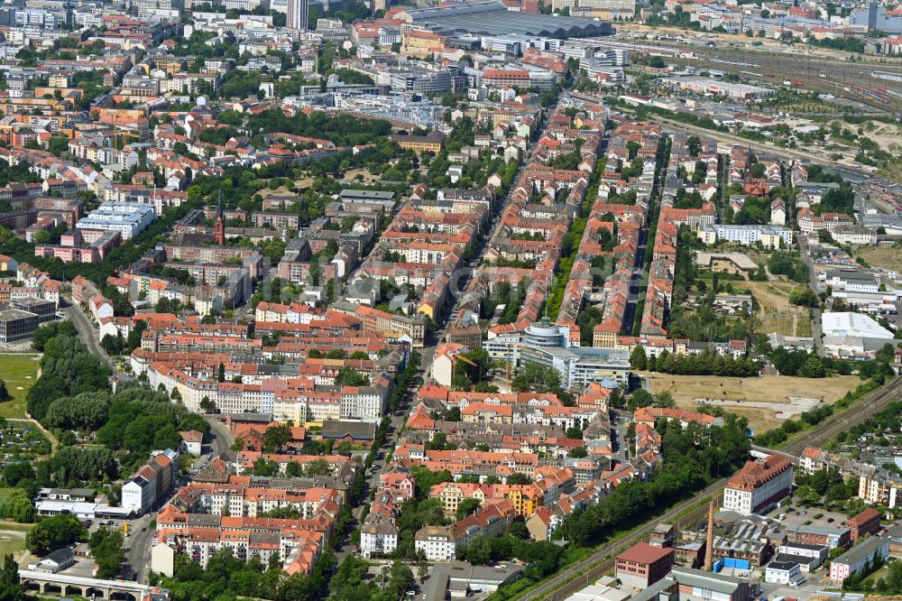 Leipzig von oben - Wohngebiet einer Reihenhaus- Siedlung in Leipzig im Bundesland Sachsen, Deutschland