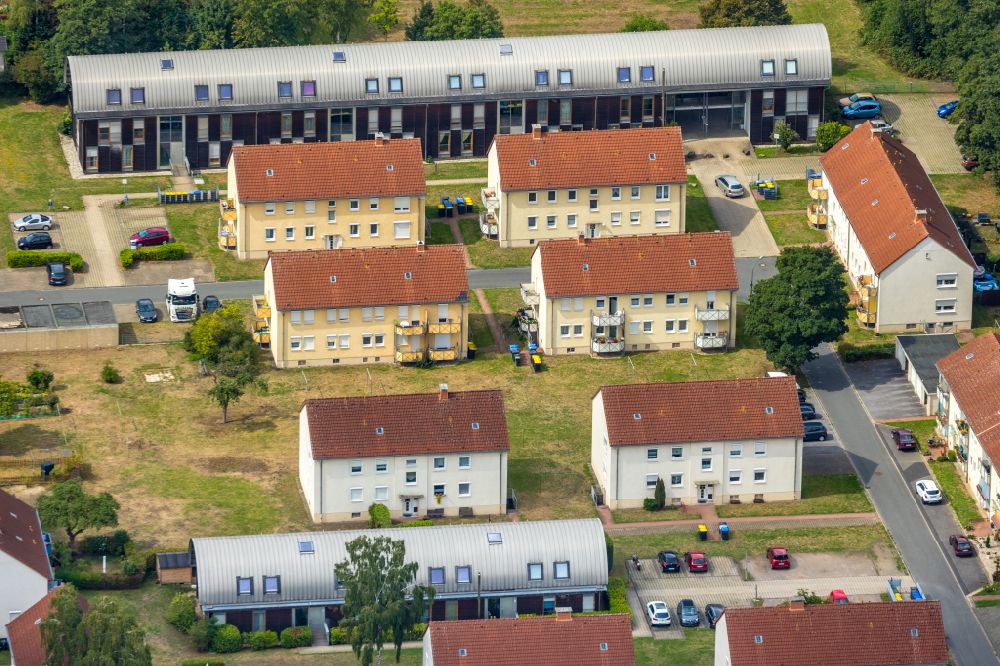 Luftbild Oberaden - Wohngebiet einer Reihenhaus- Siedlung in Oberaden im Bundesland Nordrhein-Westfalen, Deutschland