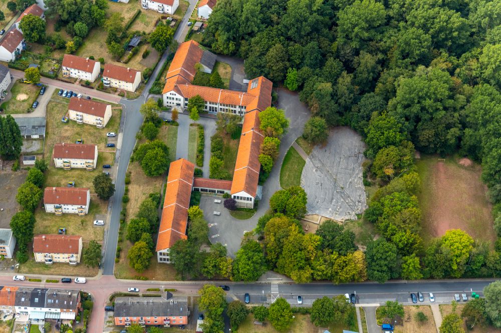 Luftaufnahme Oberaden - Wohngebiet einer Reihenhaus- Siedlung in Oberaden im Bundesland Nordrhein-Westfalen, Deutschland