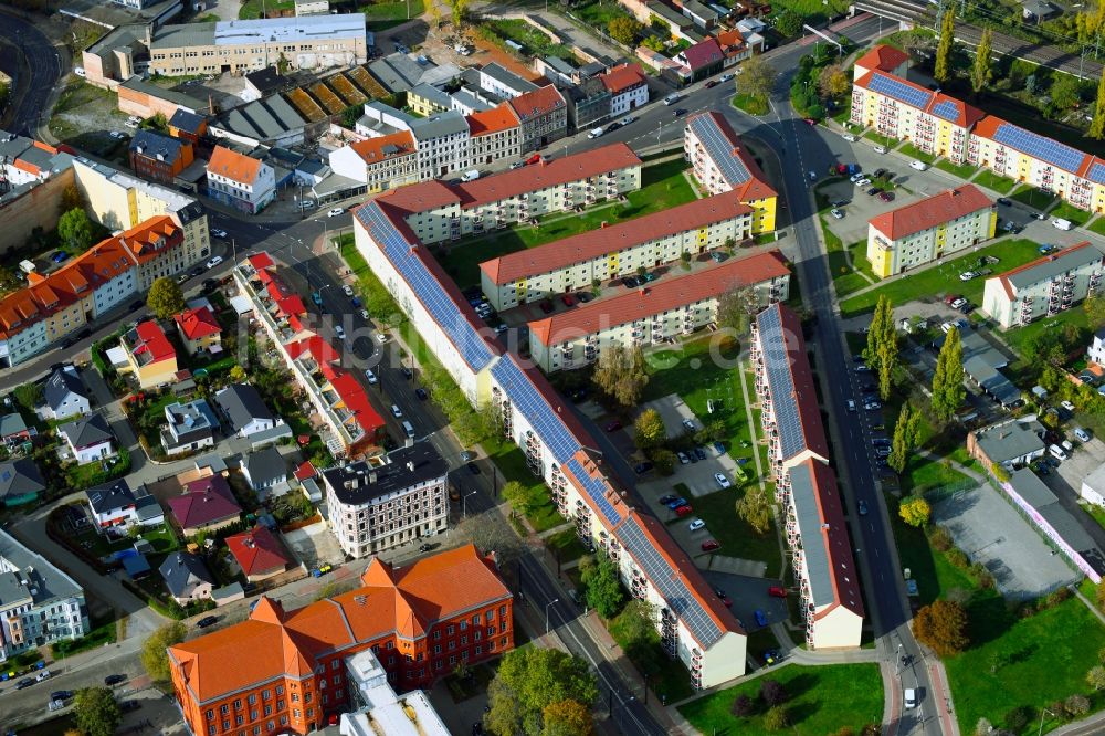 Luftbild Magdeburg - Wohngebiet einer Reihenhaus- Siedlung im Ortsteil Alte Neustadt in Magdeburg im Bundesland Sachsen-Anhalt, Deutschland