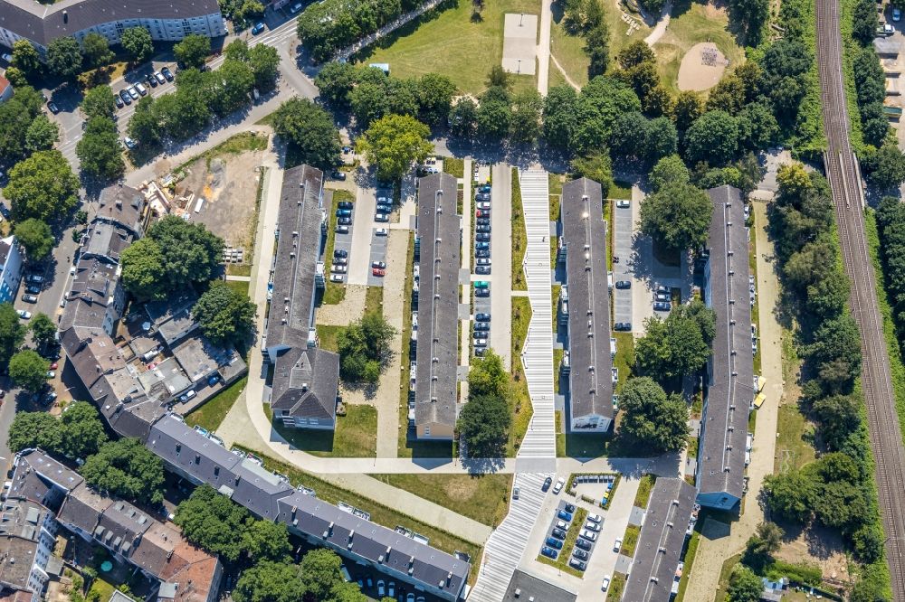 Luftaufnahme Dortmund - Wohngebiet einer Reihenhaus- Siedlung im Ortsteil Borsigplatz in Dortmund im Bundesland Nordrhein-Westfalen, Deutschland