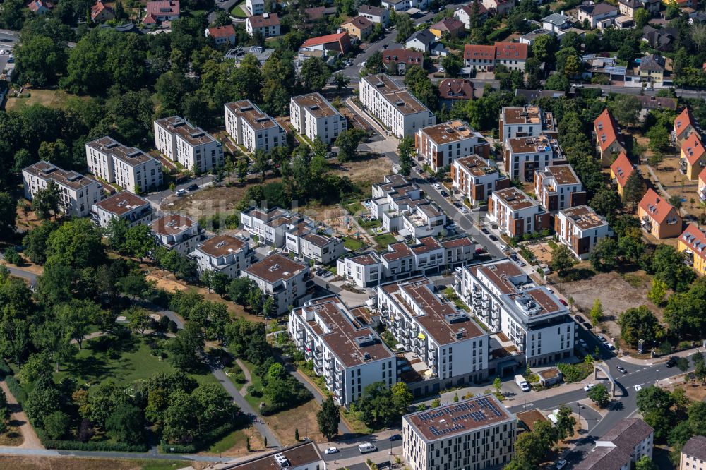 Würzburg von oben - Wohngebiet einer Reihenhaus- Siedlung des Projekts PICK-UP-GARDEN im Ortsteil Frauenland in Würzburg im Bundesland Bayern, Deutschland