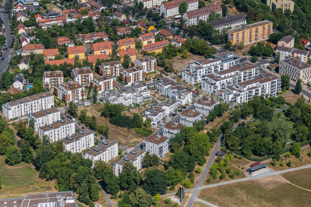 Luftbild Würzburg - Wohngebiet einer Reihenhaus- Siedlung des Projekts PICK-UP-GARDEN im Ortsteil Frauenland in Würzburg im Bundesland Bayern, Deutschland