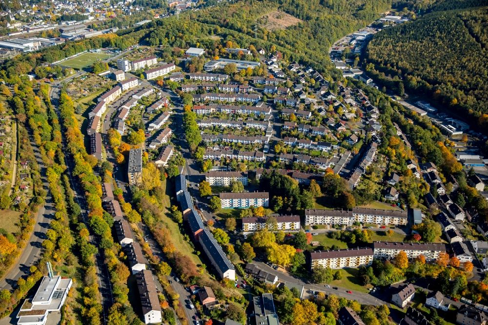 Luftbild Siegen - Wohngebiet einer Reihenhaus- Siedlung in Siegen im Bundesland Nordrhein-Westfalen
