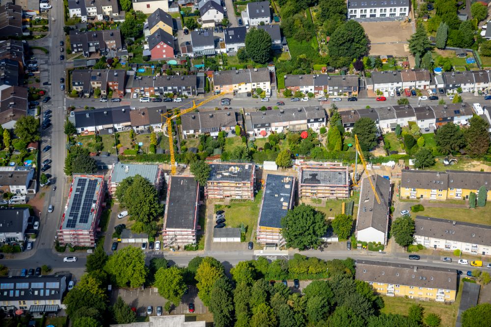 Stadtbezirke IV von oben - Wohngebiet einer Reihenhaus- Siedlung in Stadtbezirke IV im Bundesland Nordrhein-Westfalen, Deutschland
