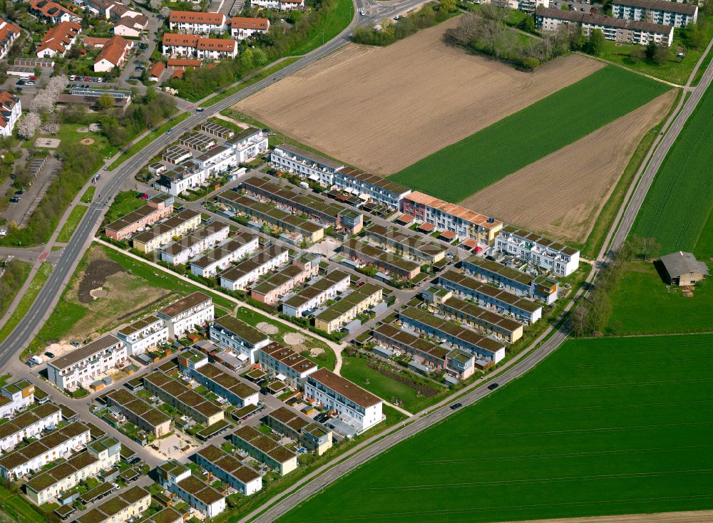 Luftbild Ulm - Wohngebiet einer Reihenhaus- Siedlung in Ulm im Bundesland Baden-Württemberg, Deutschland
