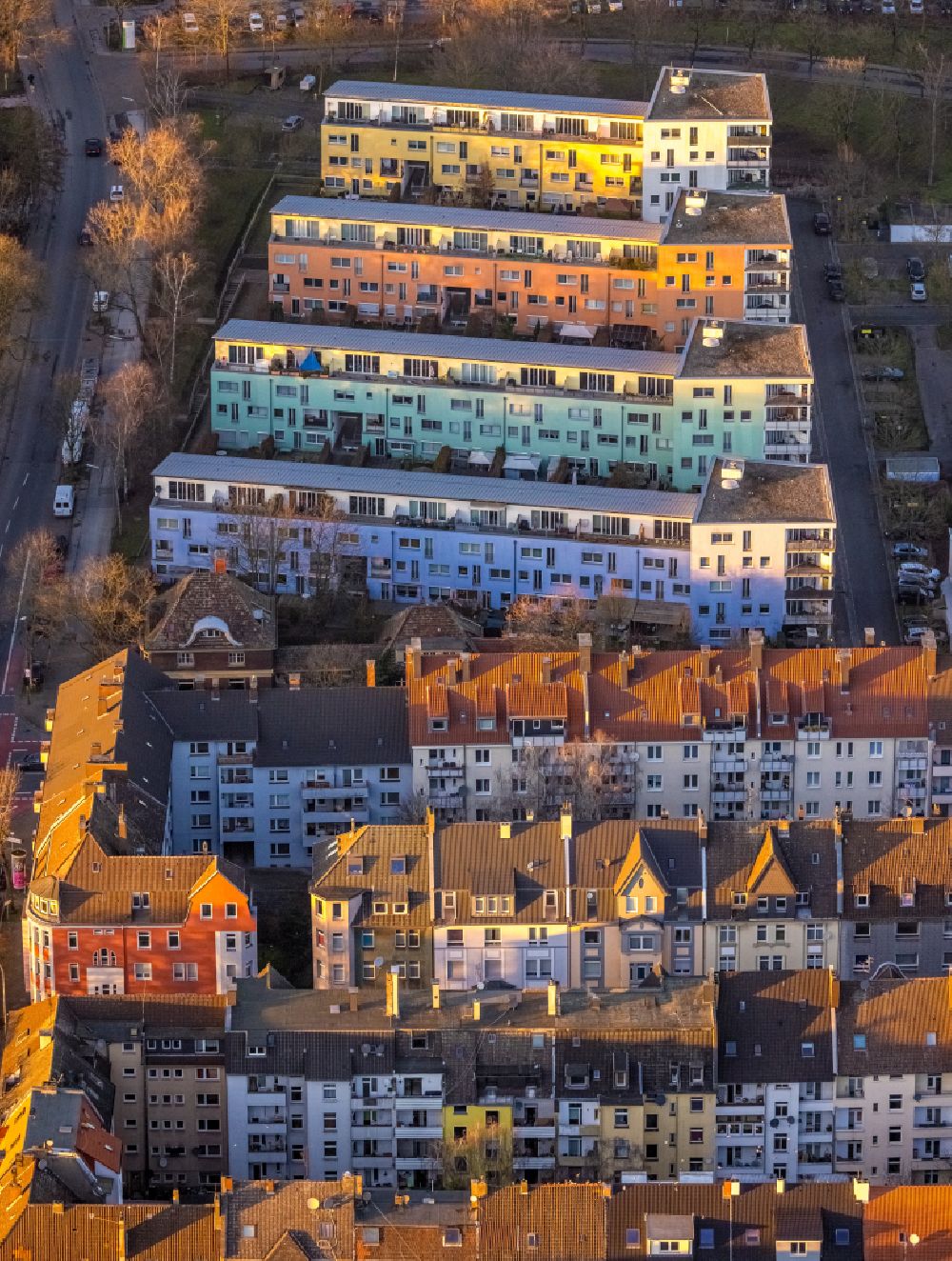 Luftbild Dortmund - Wohngebiet einer Reihenhaus- Siedlung Wielandstraße - Kleiststraße - Rückertstraße in Dortmund im Bundesland Nordrhein-Westfalen, Deutschland