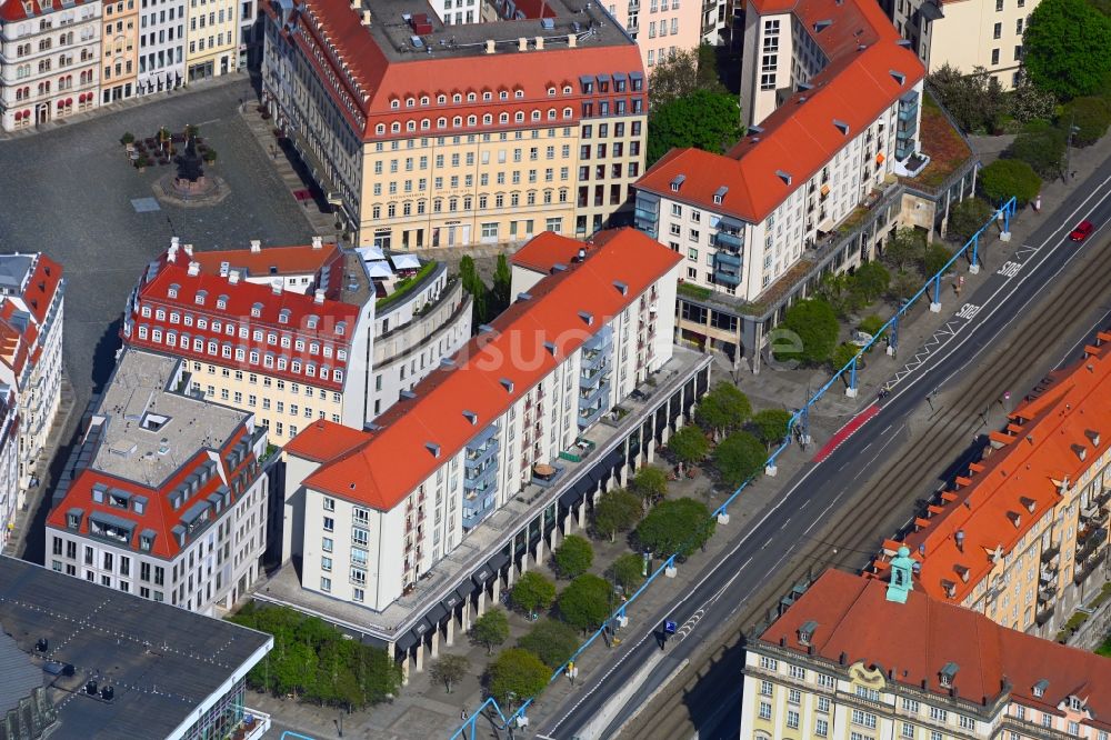 Luftaufnahme Dresden - Wohngebiet einer Reihenhaus- Siedlung an der Wilsdruffer Straße im Ortsteil Altstadt in Dresden im Bundesland Sachsen, Deutschland