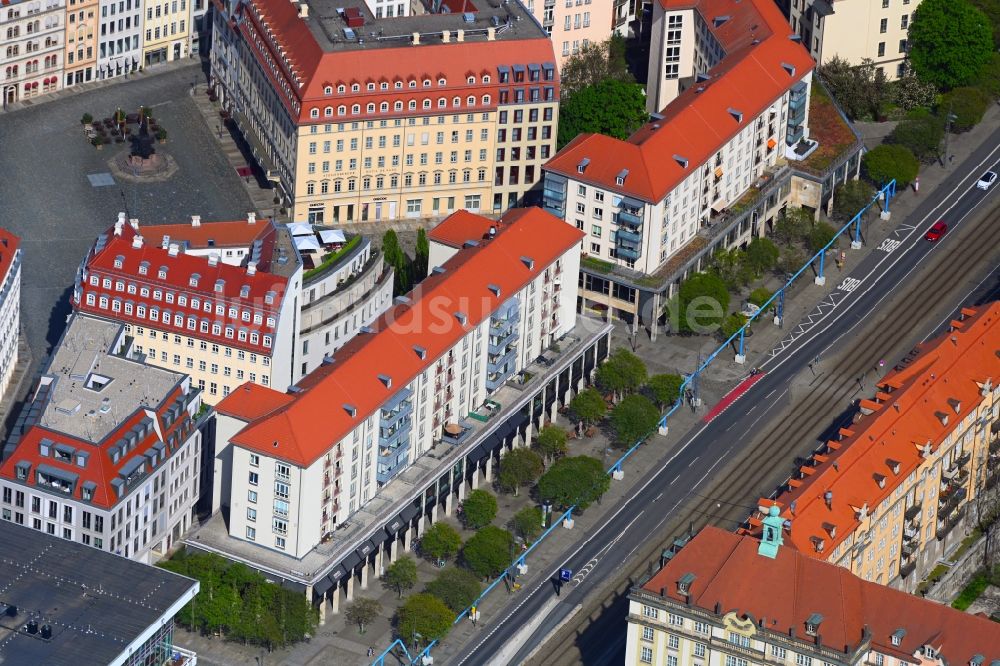 Luftbild Dresden - Wohngebiet einer Reihenhaus- Siedlung an der Wilsdruffer Straße im Ortsteil Altstadt in Dresden im Bundesland Sachsen, Deutschland