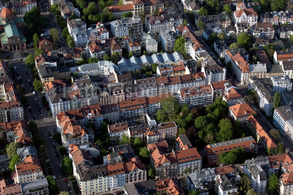 Luftbild München - Wohngebiet im Stadtgebiet zwischen Friedrichstraße und Wilhelmstraße in München im Bundesland Bayern, Deutschland