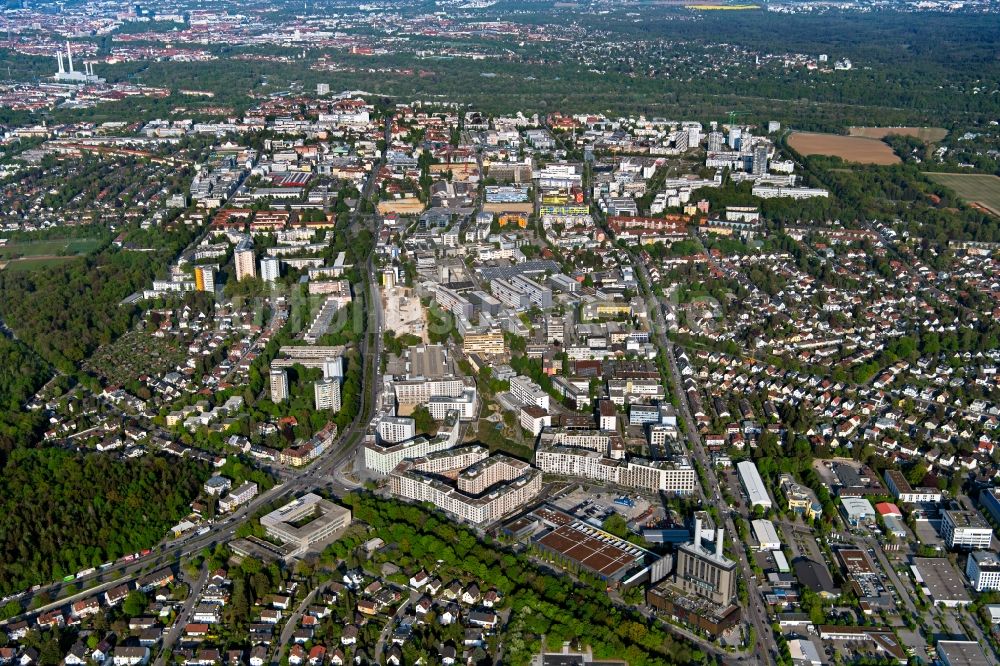 Luftaufnahme München - Wohngebiet zwischen Boschetsrieder Straße und Kistlerhofstraße im Stadtteil Obersendling in München im Bundesland Bayern, Deutschland