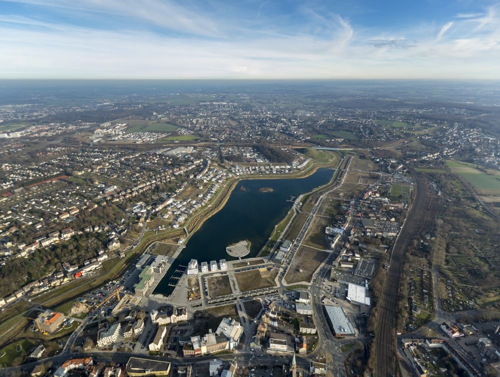 Luftbild Dortmund - Wohngebiete am Ufer des Phoenix-See in Dortmund im Bundesland Nordrhein-Westfalen NRW