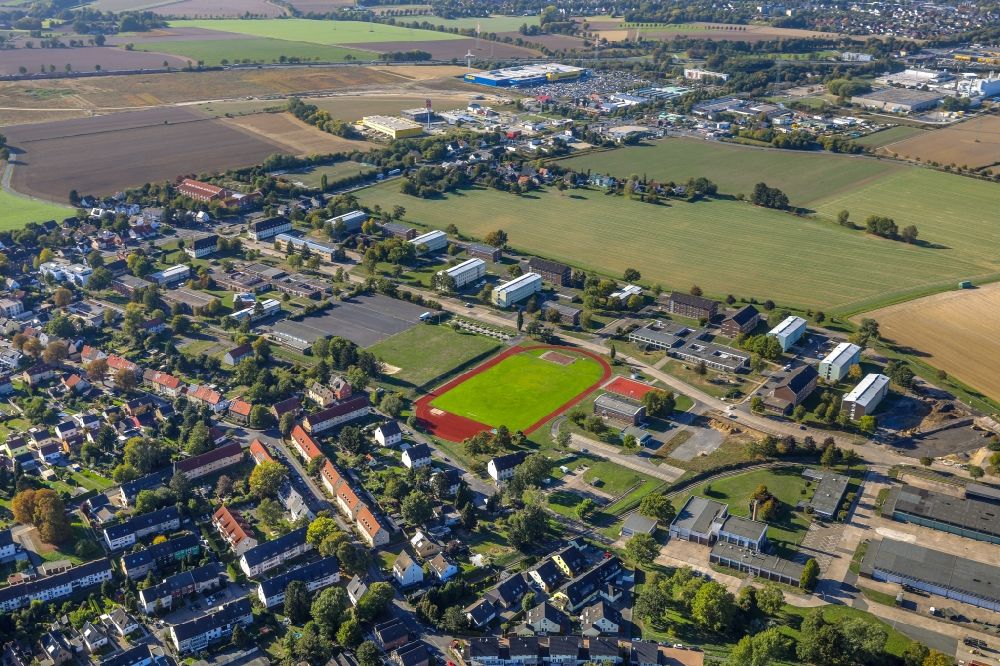 Luftaufnahme Unna - Wohngebiets- Siedlung entlang der Grillostraße in Unna im Bundesland Nordrhein-Westfalen, Deutschland