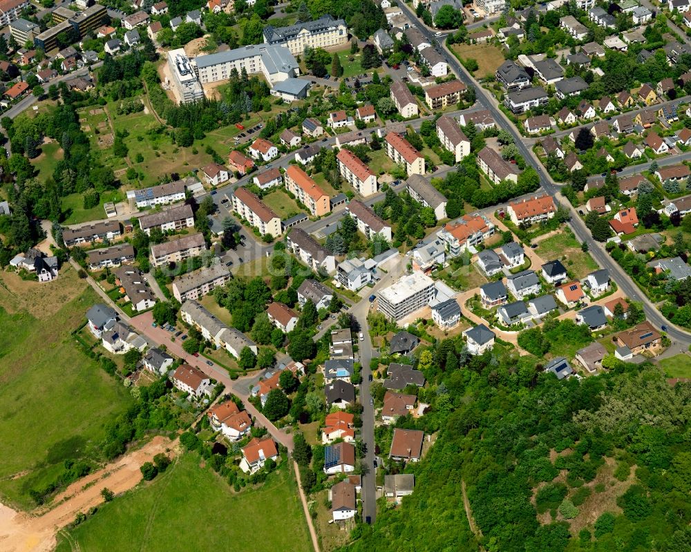 Bad Kreuznach von oben - Wohnhäuser und Wohngebiet im Süden von Bad Kreuznach im Bundesland Rheinland-Pfalz