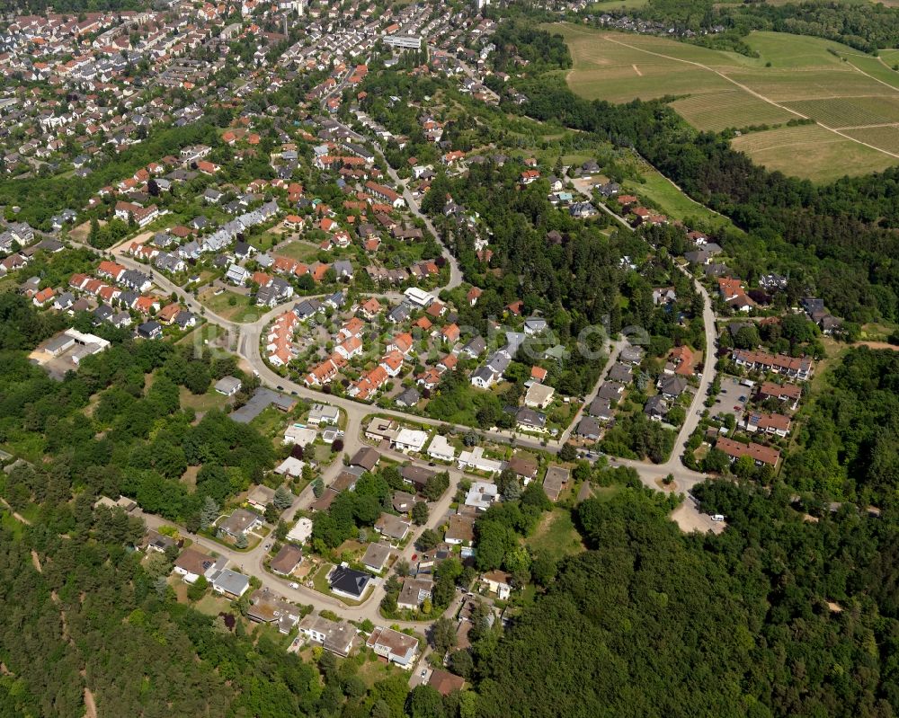 Luftaufnahme Bad Kreuznach - Wohnhäuser und Wohngebiet im Südwesten von Bad Kreuznach im Bundesland Rheinland-Pfalz