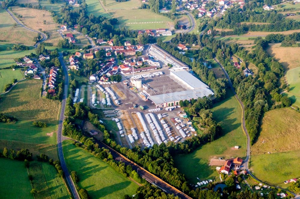 Luftbild Sinntal - Wohnmobil-,Wohnwagen-Fahrzeugbau-Werksgelände von Knaus Tabbert in Sinntal im Bundesland Hessen, Deutschland