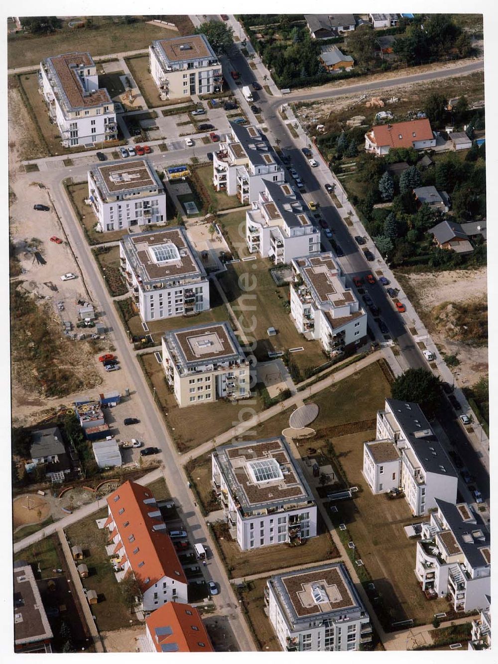Luftbild Berlin - Buchholz - Wohnneubau im Bereich der Schützenstraße und des Jean-Calas-Weges in Französisch - Buchholz in Berlin - Pankow