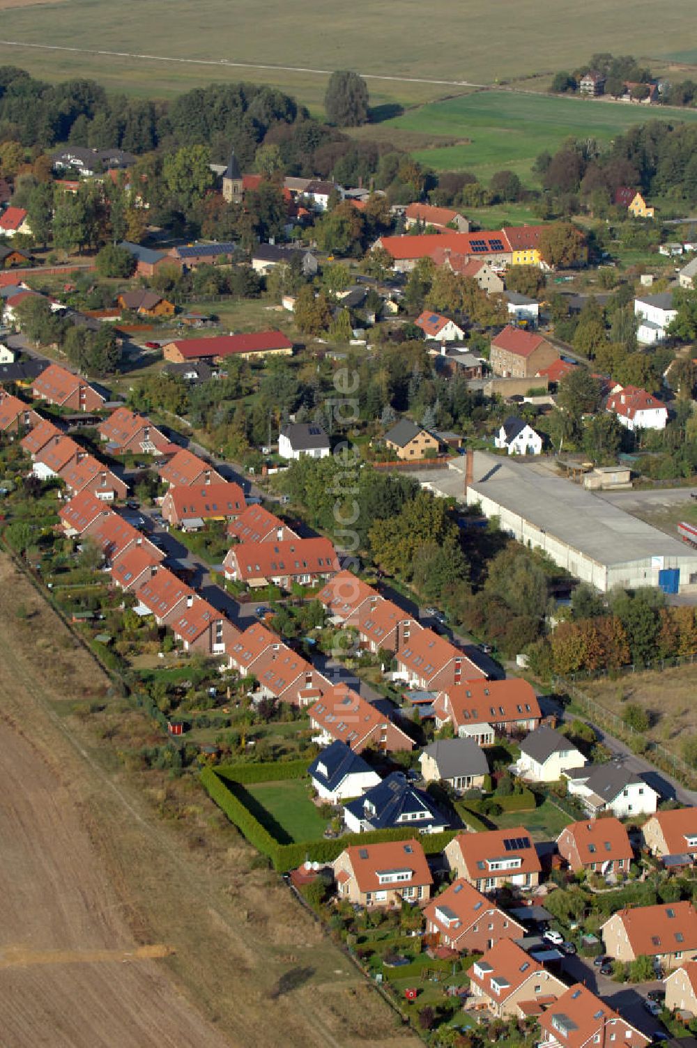 Luftaufnahme Schönfließ - Wohnneubaugebiet am Feldweg in Schönfließ