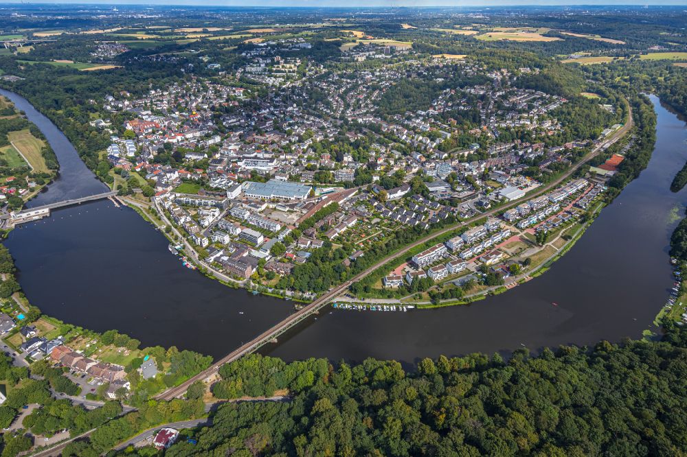 Luftaufnahme Essen - Wohnpark Wohnen am Ruhrbogen am Ufer der Ruhr in Kettwig im Bundesland Nordrhein-Westfalen