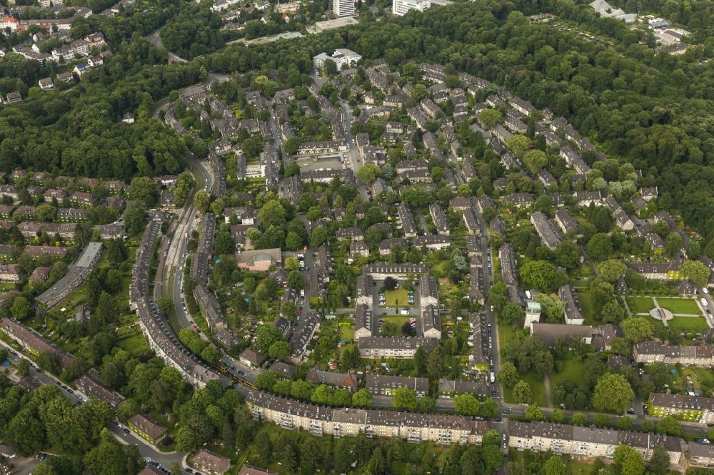 Luftbild Essen - Wohnsiedlung Margarethenhöhe in Essen im Bundesland Nordrhein-Westfalen