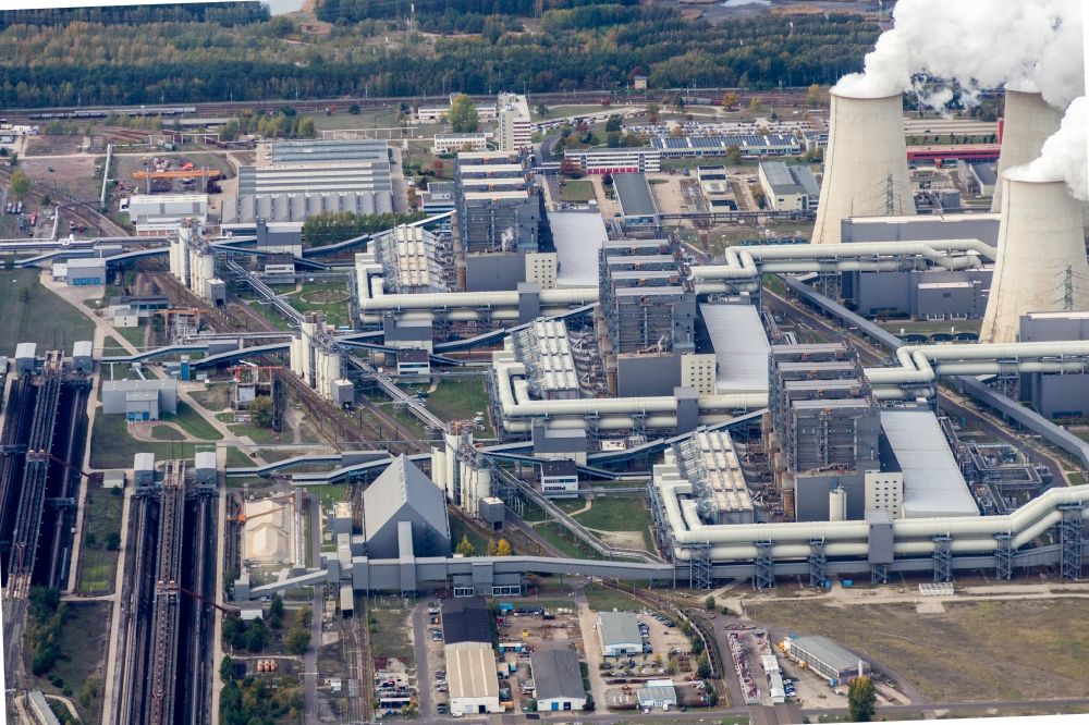 Luftbild Teichland - Wärmekraftwerk Jänschwalde bei Peitz im Bundesland Brandenburg
