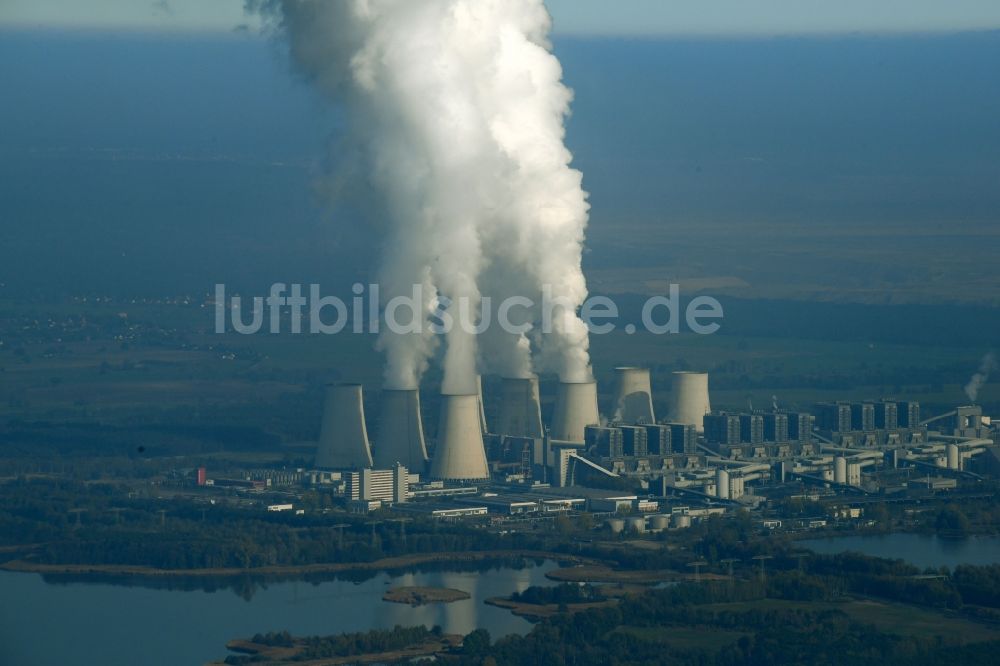 Jänschwalde von oben - Wärmekraftwerk Jänschwalde im Bundesland Brandenburg
